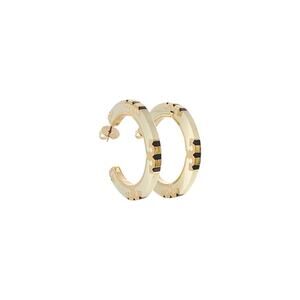 TORY BURCH Icon Enamel Hoop Earrings in Tory Gold / New Ivory / Black